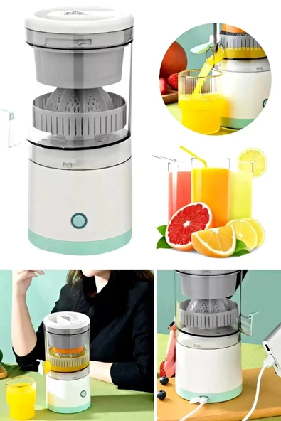 Tilbe Home Pratik Şarjlı Narenciye Sıkacağı Taşınabilir USB Hazneli Portakal Limon Katı Meyve Sıkma Makinesi - 3