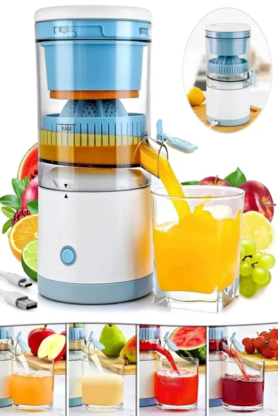 Tilbe Home Pratik Şarjlı Narenciye Sıkacağı Taşınabilir USB Hazneli Portakal Limon Katı Meyve Sıkma Makinesi - 2