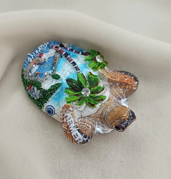 Magnet Kaplumbağa Palmiye Nazar Göz Boncuk Taşlı Mıknatıslı Buzdolabı Süsü - 3