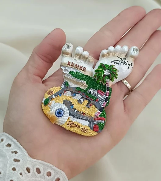 Magnet Ayak Parmak Palmiye Nazar Göz Boncuk Taşlı Mıknatıslı Buzdolabı Süsü - Resim 3