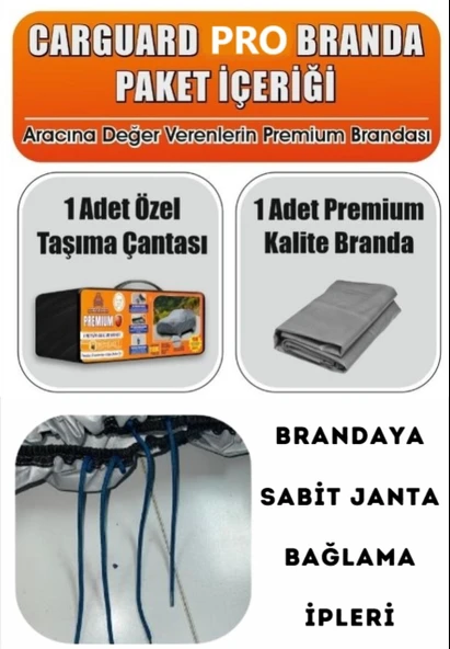 CarGuard Volvo S90 Uyumlu Premium Fitilli Araba Brandası Miflonlu Branda Oto Çadır Örtü - 2