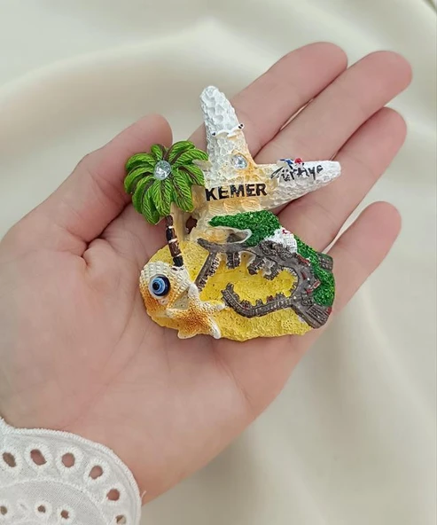 Magnet Palmiye Nazar Göz Boncuk Taşlı Mıknatıslı Buzdolabı Süsü - Resim 2