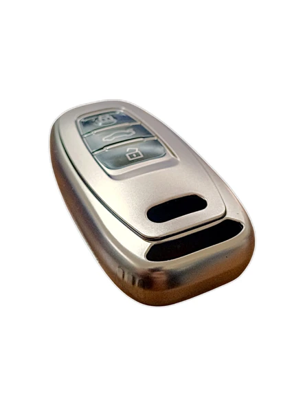 Audi A4-A5-A6-A7-Q5-Q7 Sustasız Anahtar Uyumlu Silikon Oto Anahtar Kumanda Kabı Kılıf Füme - 2