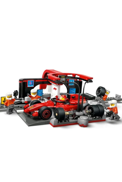 ® City Ferrari Arabalı F1® Pit Stop ve Pit Ekibi 60443 - 6+ Yaratıcı Oyuncak Yapım Seti (322 Pr) - 6