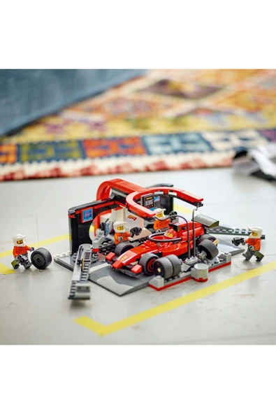 ® City Ferrari Arabalı F1® Pit Stop ve Pit Ekibi 60443 - 6+ Yaratıcı Oyuncak Yapım Seti (322 Pr) - 5