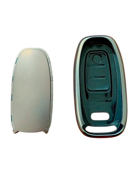 Audi A4-A5-A6-A7-Q5-Q7 Sustasız Anahtar Uyumlu Silikon Oto Anahtar Kumanda Kabı Kılıf Füme - 5