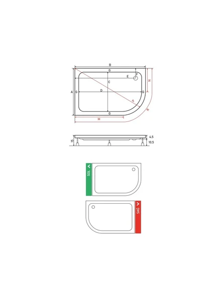 UBM 70x100 cm Asimetrik Oval Duş Teknesi Sağ - 2