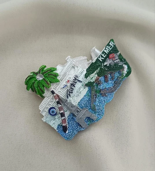 Magnet Gemi Deniz Kule Palmiye Nazar Göz Boncuk Taşlı Mıknatıslı Buzdolabı Süsü - 3