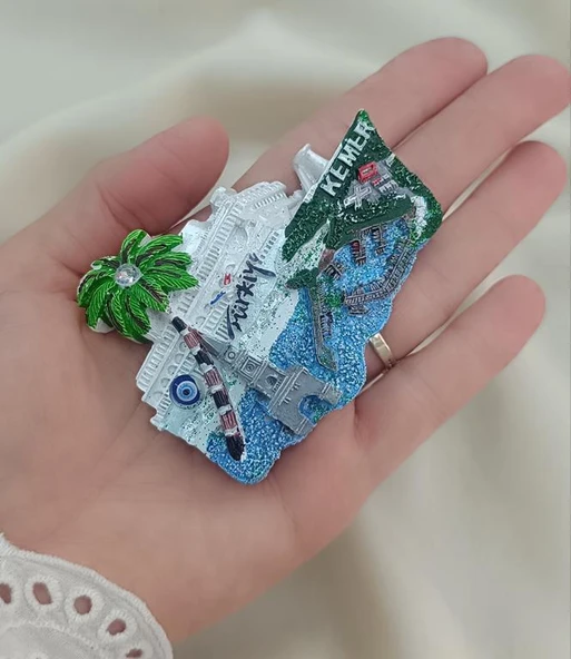 Magnet Gemi Deniz Kule Palmiye Nazar Göz Boncuk Taşlı Mıknatıslı Buzdolabı Süsü - 2