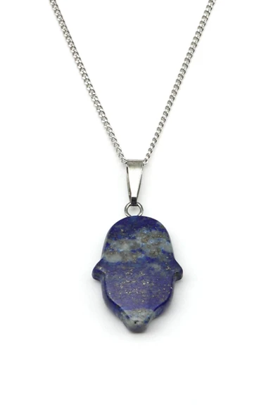 Lapis Lazuli Doğal Taş Fatma Ana Eli Kolye ürün görseli 1