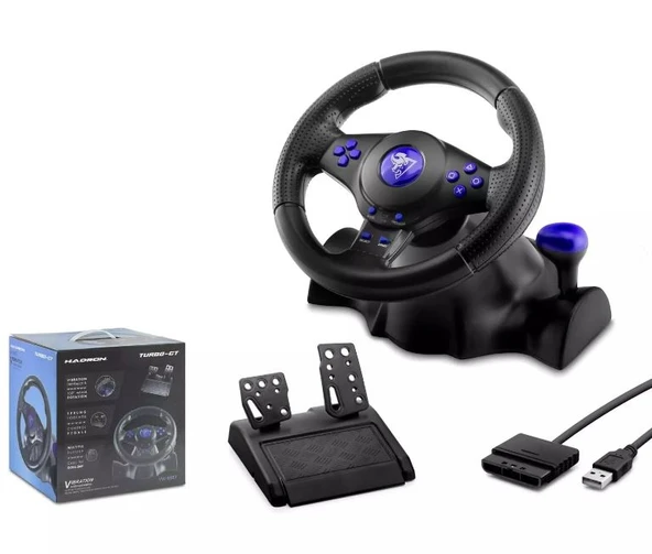 HADRON VW9803 OYUNCU DİREKSİYON SETİ 180° 3IN1 PS3/PS2/PC SİYAH