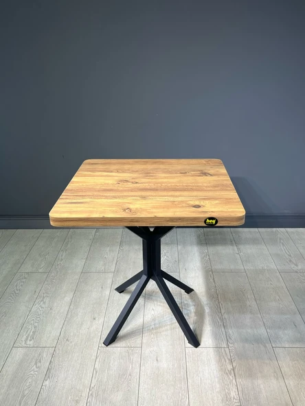 Hey Modüler Mobilya Tepe Atlantik Çam Mutfak Yemek Masası Balkon Masası Kavisli Köşe Siyah Ayak 70 cm - 5