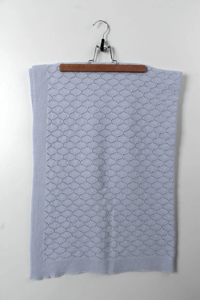 Yeni Doğan Bebek İçin Mavi Örgü Desenli Triko Battaniye | Yumuşak, Nefes Alabilir Kumaş - 3