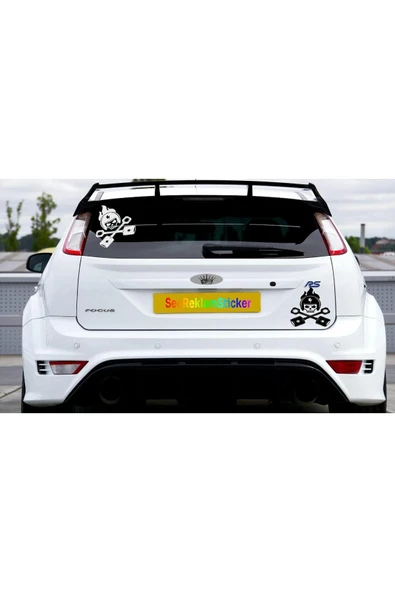 SEÇ Yarışçı Kuru Kafa Silindirli Sticker Oto Sticker - Resim 2