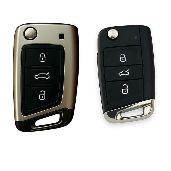 volkswagen Polo 2018 Sustalı Anahtar Uyumlu Silikon Oto Anahtar Kumanda Kabı Kılıf Füme - 3