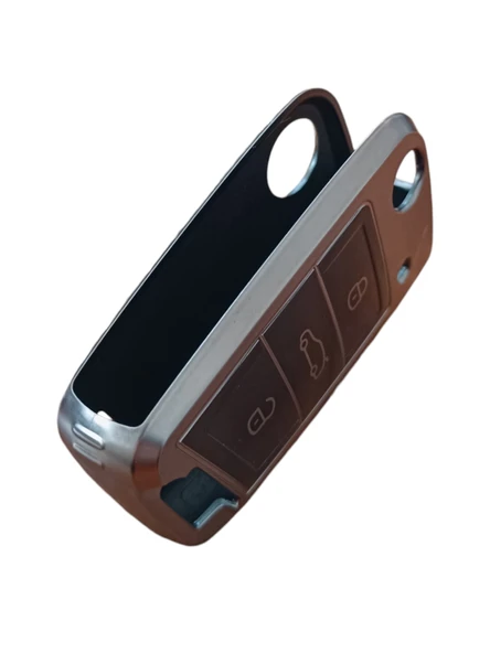 volkswagen Polo 2018 Sustalı Anahtar Uyumlu Silikon Oto Anahtar Kumanda Kabı Kılıf Füme - 2
