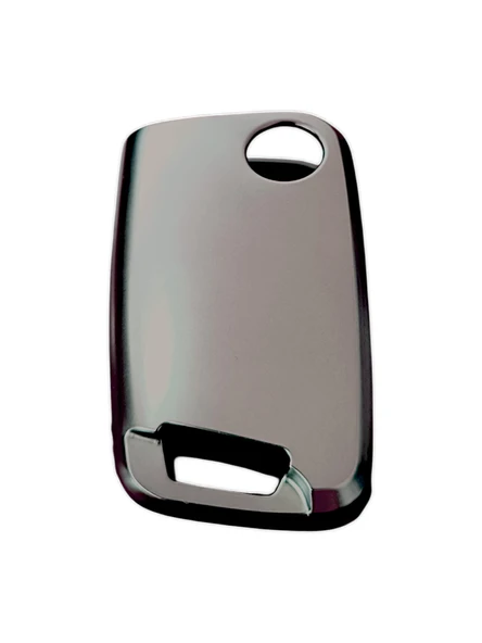 volkswagen Polo 2018 Sustalı Anahtar Uyumlu Silikon Oto Anahtar Kumanda Kabı Kılıf Füme - 4
