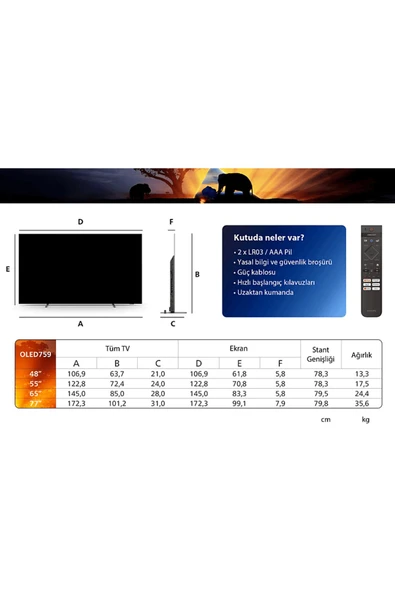 Philips 65OLED759 4K Ultra HD 65" 165 Ekran Uydu Alıcılı Smart OLED TV