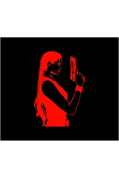 SEÇ Tabancalı Kadın Sticker  Çok Amaçlı Sticker - Resim 2