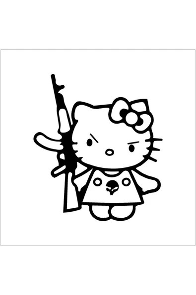 SEÇ Silahlı Kitty Sticker Çok Amaçlı Sticker