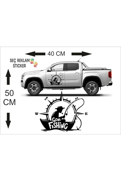 SEÇ Balık Tutan Adam Ve Pusula Sticker Çok Amaçlı Etiket Sticker - 2