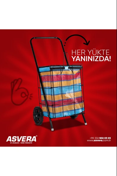 ASVERA Katlanabilir Kalın Telli Pazar Arabası | Tekerlekli Market & Alışveriş Arabası – Büyük Boy, Portatif, Dayanıklı - Resim 2
