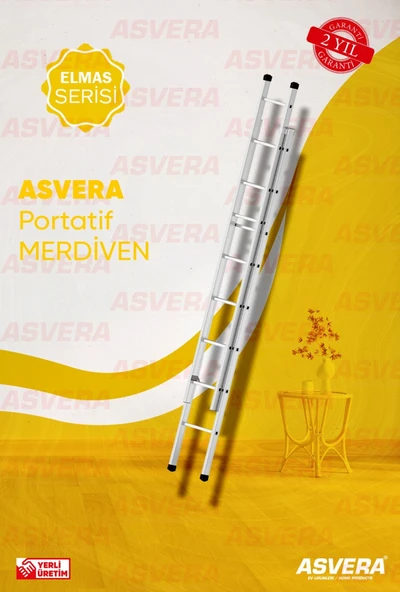 2X2,5=5 METRE 2 PARÇALI ALÜMİNYUM MERDİVEN - 1