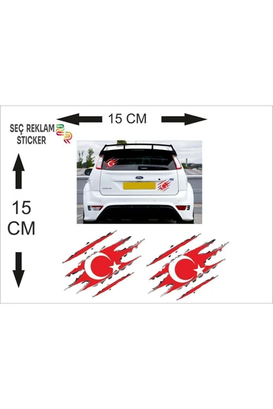 SEÇ Pençe Türk Bayrağı Renkli Sticker Çok Amaçlı Sticker Etiket - 2