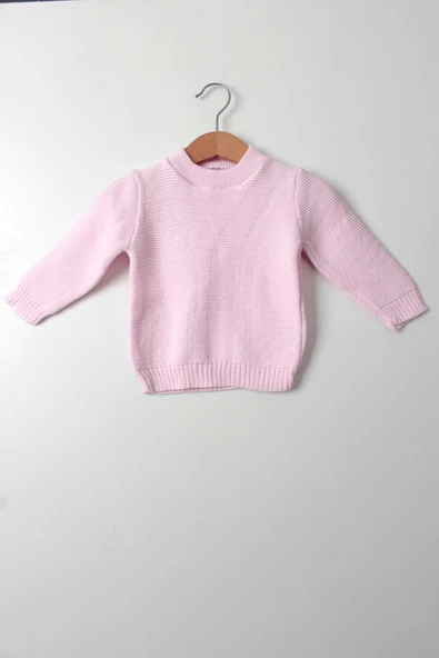 Kız Bebek 5'li Pembe Triko Takım Kışlık Yelek, Kazak, Pantolon, Bere, Patik Kalın Örgü - 4