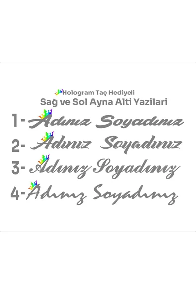 SEÇ Ayna Altı El Yazıları Hologram Taç  Yazı Sticker - 1