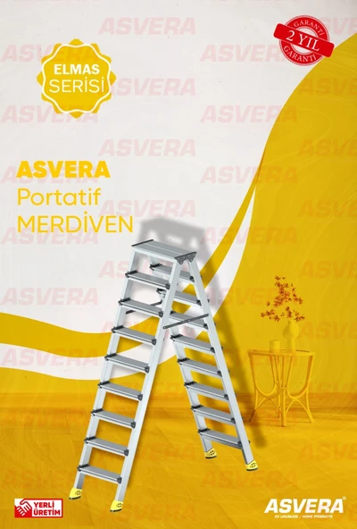 ASVERA ALÜMİNYUM 9+9 ÇİFT ÇIKIŞLI MERDİVEN - 1