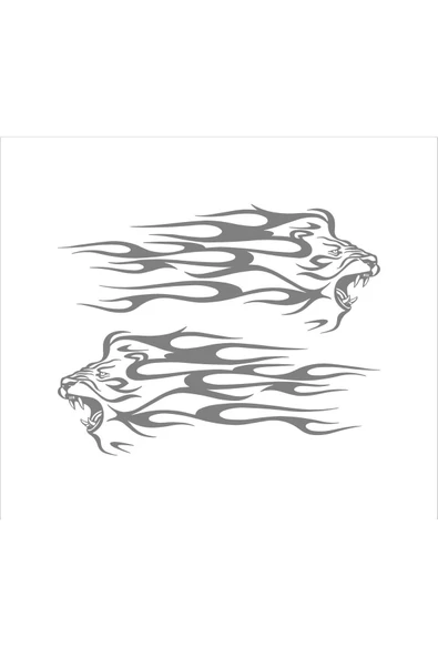 SEÇ Kükreyen Aslan Alevli Sticker  Çok Amaçlı Sticker ürün görseli