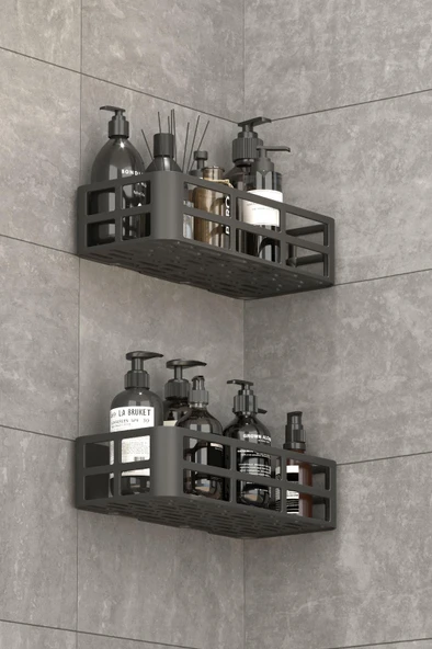 HOMENIVA Yapışkanlı Banyo Rafı, 2'li Banyo Düzenleyici, Duş Rafı Organizer Şampuanlık - 3