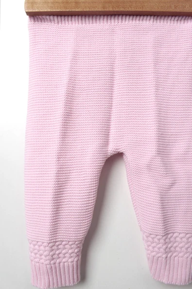 Bebek Triko Örgü Takım 4'lü Pembe Hırka Pantolon Bere Patik Yeni Doğan Kışlık Kız - 3