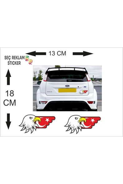 SEÇ Kartal ve Türk Bayrağı Renkli Sticker Çok Amaçlı Sticker Etiket - Resim 2