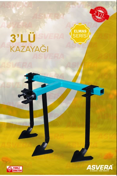 ASVERA 3’lü Ayarlanabilir Çelik Kaz Ayağı | Çapa Makinesi Uyumlu Pulluk Aparatı ürün görseli