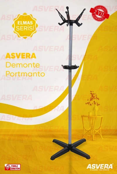 ASVERA Portatif Demonte Metal Portmanto Askılık | Ayaklı Elbise – Şapka – Çanta Askısı ürün görseli