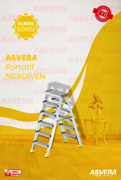 ASVERA ALÜMİNYUM 6+6 ÇİFT ÇIKIŞLI MERDİVEN - 1