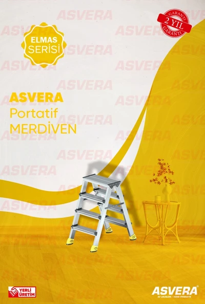 ASVERA ALÜMİNYUM 4+4 ÇİFT ÇIKIŞLI MERDİVEN - 1