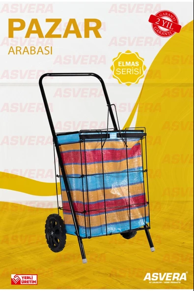 ASVERA Katlanabilir Kalın Telli Pazar Arabası | Tekerlekli Market & Alışveriş Arabası – Büyük Boy, Portatif, Dayanıklı ürün görseli