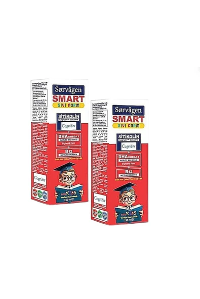 Sorvagen Sitikolin DHA Omega 3 Norveç Balık Yağı ve B12 Sıvı Form - 150 ml x 2 adet