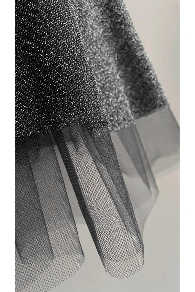 Kız Çocuk Siyah Tüllü Tütü Etek Simli Kumaş Taçlı Takım Doğum Günü Parti Bayramlık Özel Gün Kıyafeti - Resim 2