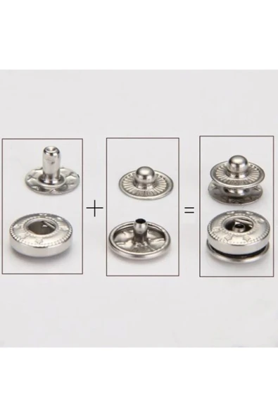 15mm 10 Adet Nikel Gümüş Renk Çıt Çıt Set - 3