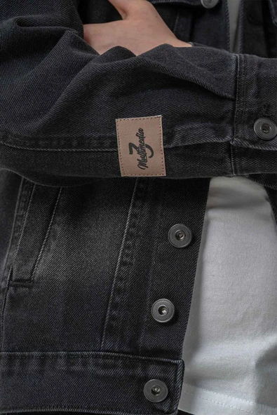 Çift Cepli Düğmeli Siyah Kot Erkek Çocuk Ceket - 6