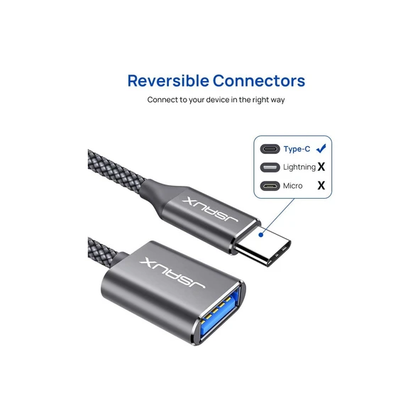 Jsaux USB C To USB Adaptörü Type-C 3.0 Otg Kablosu Çevirici Dönüştürücü Adaptör Kablosu MacBook Pro 2018 2017 ile Uyumlu Samsung Galaxy S20 S20+ Ultra S8 S9 Note 10 Uyumlu CD0019 - 2