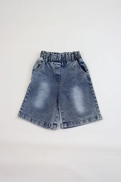 Çocuk Kot Şort - Lastikli Bel, Rahat Kalıp, Cepli, Günlük Yazlık Denim Şort