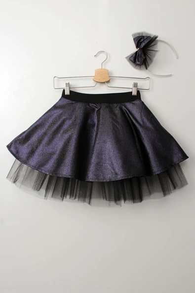 Kız Çocuk Tütü Etek Mor Simli Taçlı Set 23 Nisan 29 Ekim Doğum Günü Parti Kıyafeti ürün görseli