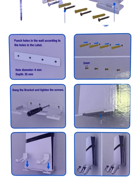PS5 SLİM / PRO UYUMLU DUVAR ASKI APARATI PGTECH GP-539 - Resim 5