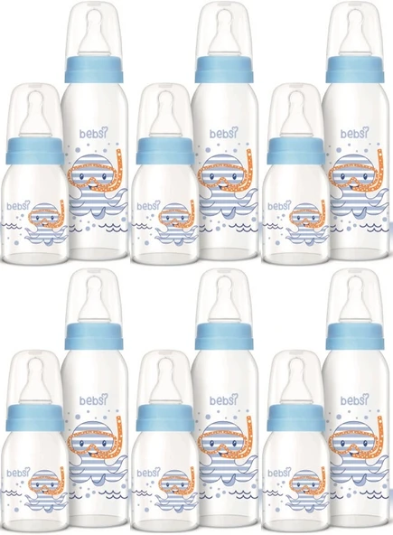 Bebsi Cam Biberon Seti Mavi (250ML+125ML) (6 Lı Set)