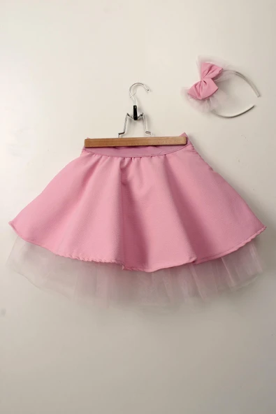 Kız Çocuk Tütü Etek Açık Pembe Taçlı Set 23 Nisan 29 Ekim Doğum Günü Parti Kıyafeti - 10